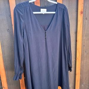 Sezane Silk Black Long Sleeve Dress
